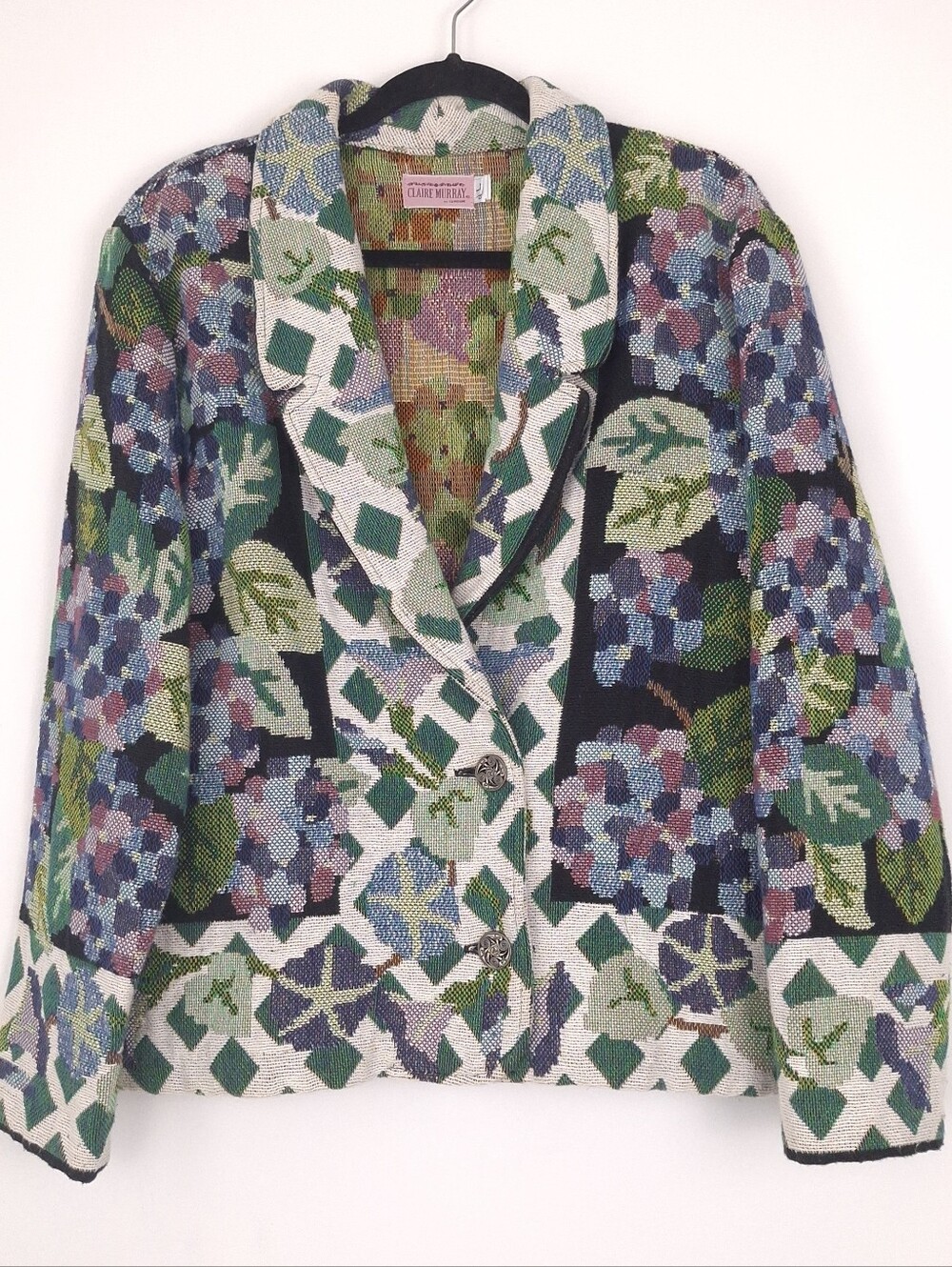 Claire Murray tapestry jacket floral hydrangea cottagecore whimsical garden folk